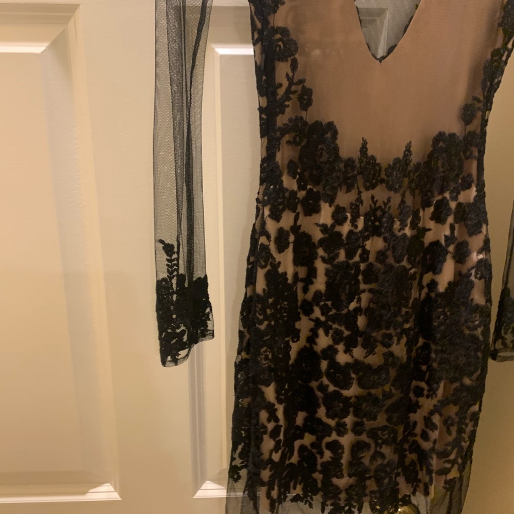 For Love & Lemons Black Floral Lace Overlay Mini Dress - Picture 4 of 8